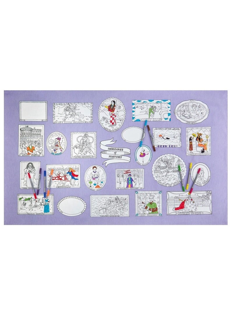 eatsleepdoodle Coloring Tablecloth, Heroines of History  - Image 1