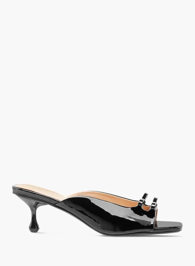 Celeste Women's Solid Slip-On Sandals with Kitten Heels