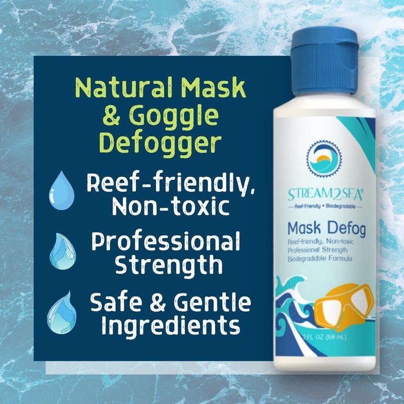 STREAM 2 SEA Stream2Sea Mask Defog Biodegradable Defogger Coating, Reef Friendly Anti Fog Mask For Glasses, Snorkel Mask, Scuba Divers, Ski Goggles and Sports Glasses Equipment, Paraben Free, 2 Fl Oz Pack of 3 - Image 2