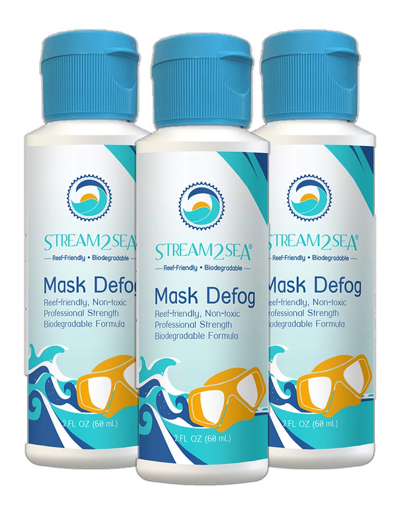 STREAM 2 SEA Stream2Sea Mask Defog Biodegradable Defogger Coating, Reef Friendly Anti Fog Mask For Glasses, Snorkel Mask, Scuba Divers, Ski Goggles and Sports Glasses Equipment, Paraben Free, 2 Fl Oz Pack of 3 - Image 1