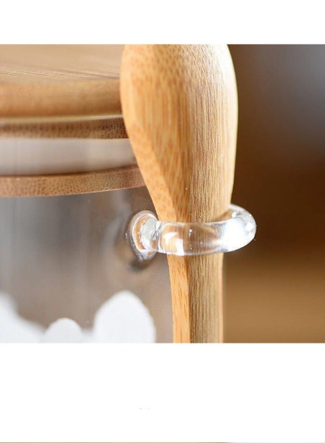 ميكسد 8 قطع مختومة زجاج البورسليكات الخيزران وعاء التوابل ، مع غطاء من الخيزران ، الخيزران ملعقة ، حلوى ، والتوابل ، حبوب البن ، والتوابل - Image 3