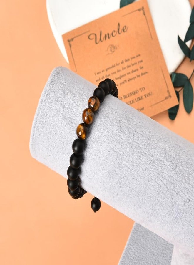 YangQian Christmas Gifts for Uncle Bracelet Gifts for Uncle Birthday Gifts from Niece Nephew Uncles Stocking Stuffers for Men Uncle Adjustable Natural Stone Bracelet - Image 3