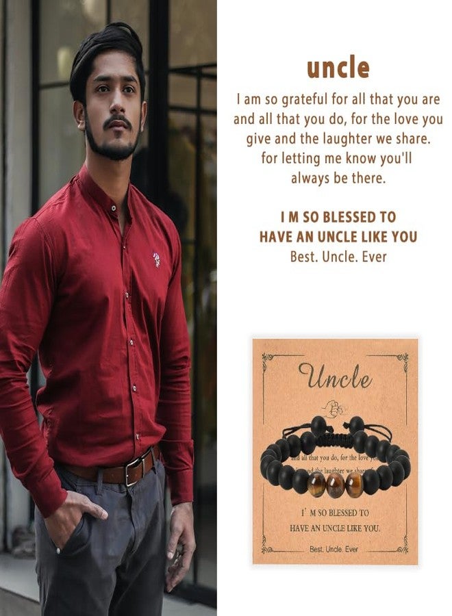 YangQian Christmas Gifts for Uncle Bracelet Gifts for Uncle Birthday Gifts from Niece Nephew Uncles Stocking Stuffers for Men Uncle Adjustable Natural Stone Bracelet - Image 2