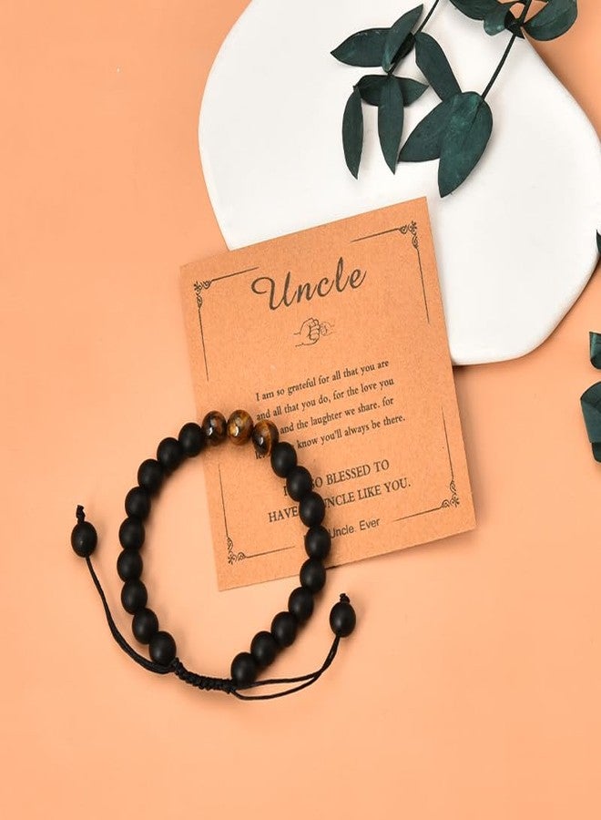 YangQian Christmas Gifts for Uncle Bracelet Gifts for Uncle Birthday Gifts from Niece Nephew Uncles Stocking Stuffers for Men Uncle Adjustable Natural Stone Bracelet - Image 5