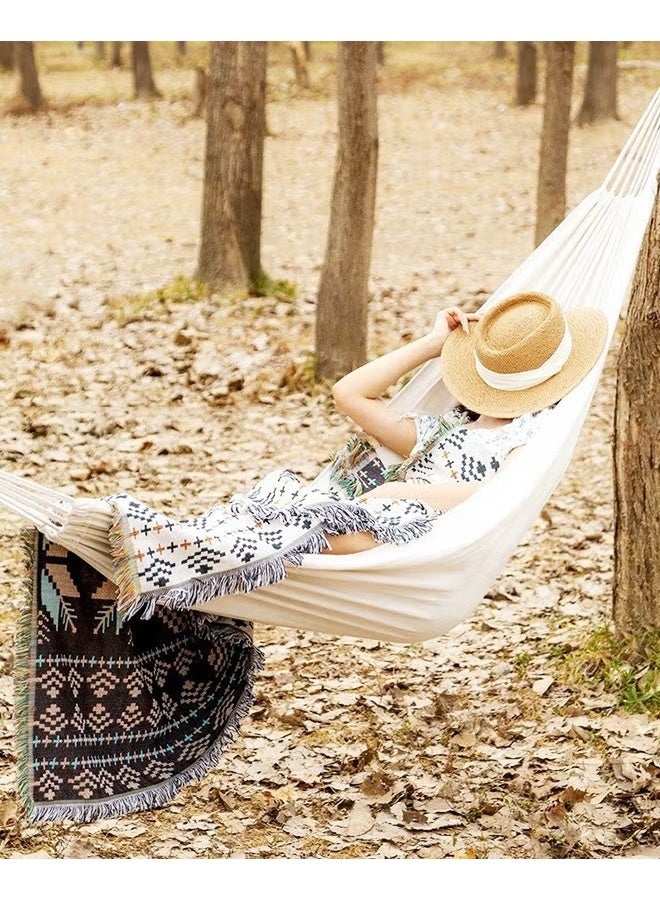 EETU Garden Hammock,Portable Double Classic Canvas Hammock,Portable Hammock With Travel Bag,Perfect For Camping Indoor Patio Backyard,190x150centimeter - Image 1