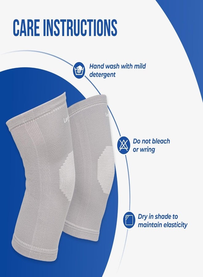 Leeford Ortho Premium Knee Cap Support for Compression & Pain Relief | Gym Knee Support for Sprains, Arthritis & Tendonitis | Men & Women | Comfortable, Breathable & Non-Slip Size - M Grey - Image 2
