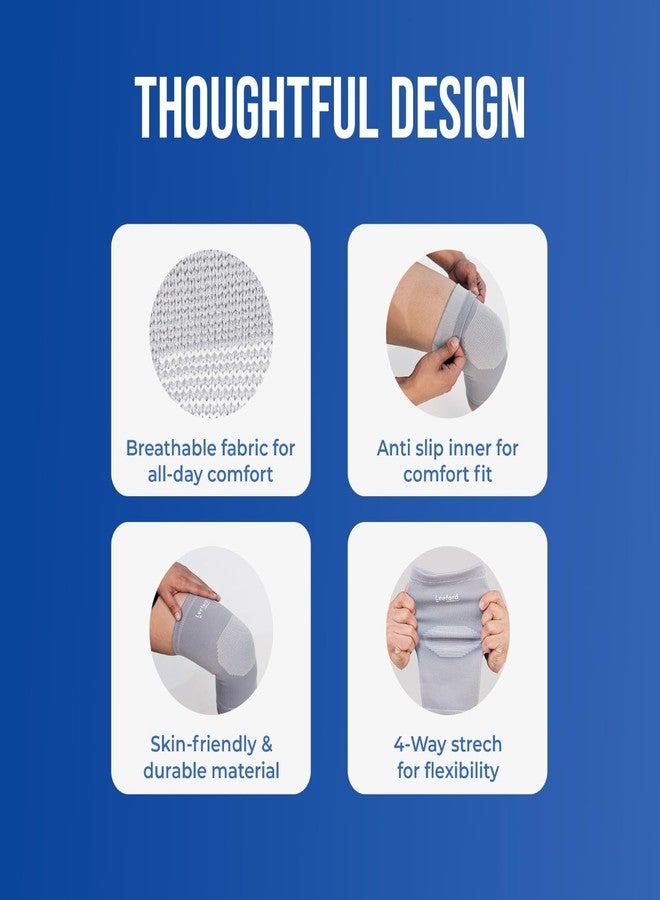 Leeford Ortho Premium Knee Cap Support for Compression & Pain Relief | Gym Knee Support for Sprains, Arthritis & Tendonitis | Men & Women | Comfortable, Breathable & Non-Slip Size - M Grey - Image 4