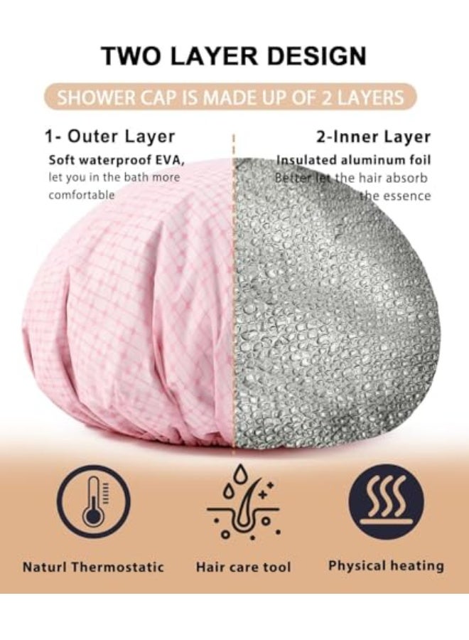 غطاء حراري لترطيب عميق مصنوع من رقائق الألمنيوم للاستخدام المنزلي وصالونات التجميل، أدوات صبغ الشعر وعلاج الزيت الساخن (زهري، مقاس واحد) - Image 2