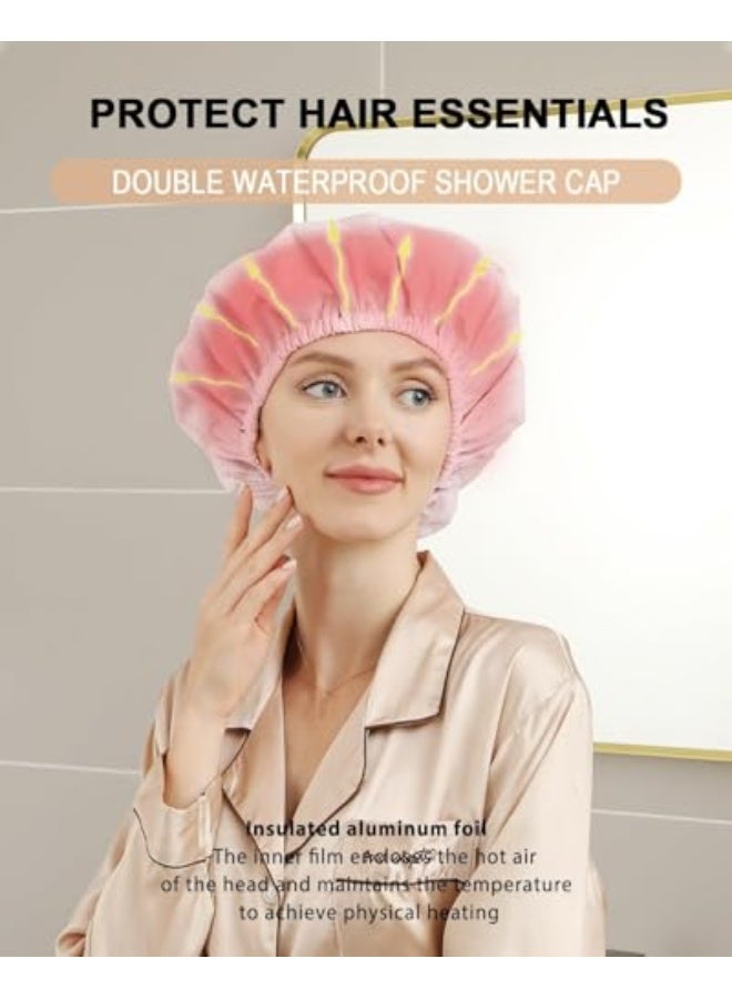 غطاء حراري لترطيب عميق مصنوع من رقائق الألمنيوم للاستخدام المنزلي وصالونات التجميل، أدوات صبغ الشعر وعلاج الزيت الساخن (زهري، مقاس واحد) - Image 5