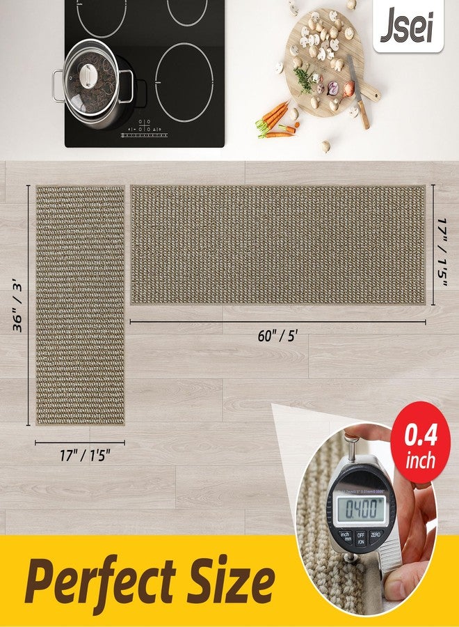 JSEI 17''x30''+17''x60'' Non-Slip Kitchen Runner Rugs, 2PCS Polypropylene Kitchen Mats, Machine Washable Absorbent and Stain Resistant Kitchen Rugs, Carpet Mats with TPR Backing for Kitchen, Beige - Image 2