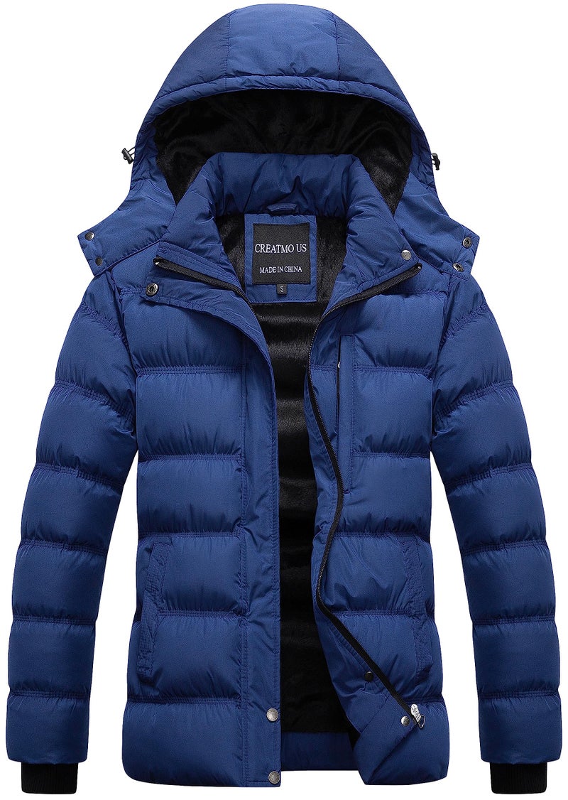 CREATMO US Women's Hooded Cold Winter Insulated Jacket Thicken Puffer Coat Warm Female Outwear Navy Blue M - Image 1