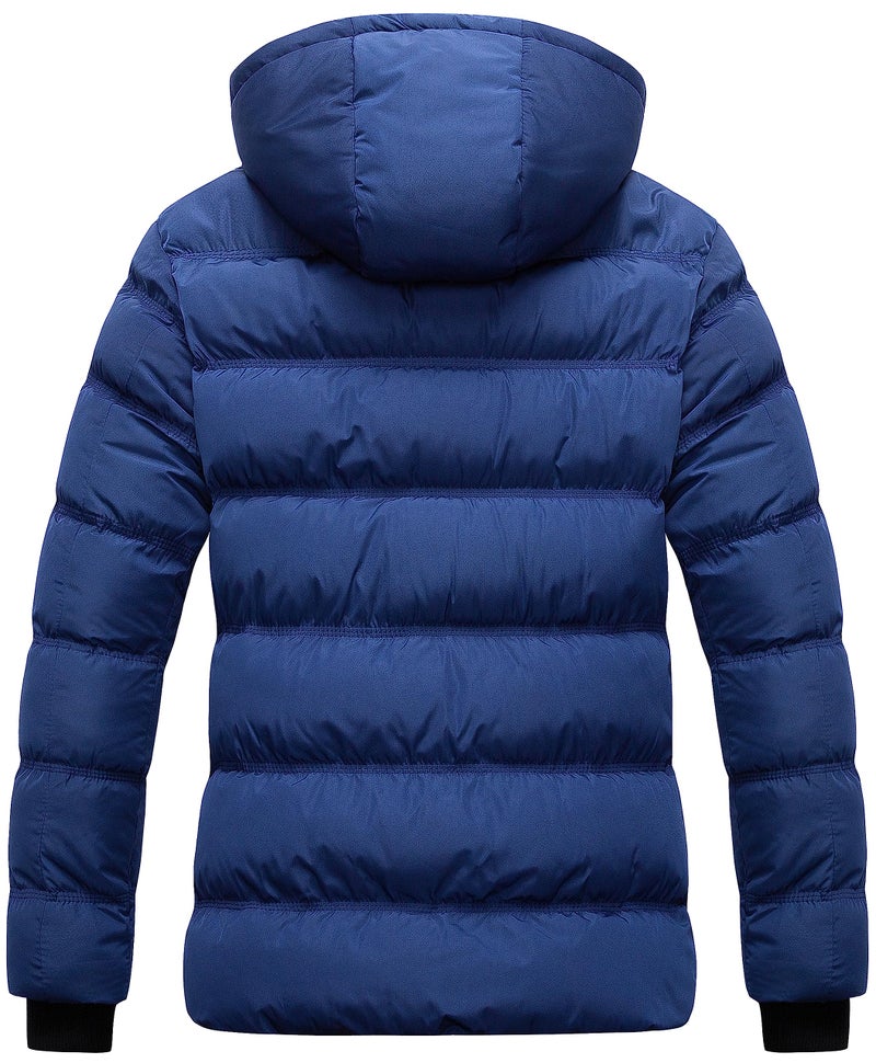 CREATMO US Women's Hooded Cold Winter Insulated Jacket Thicken Puffer Coat Warm Female Outwear Navy Blue M - Image 2