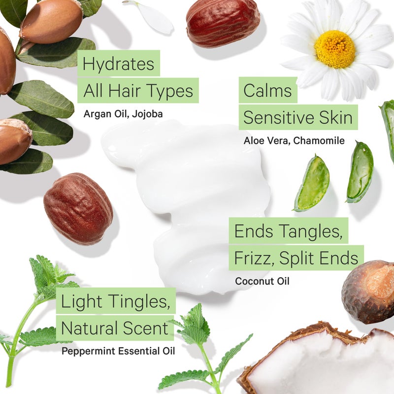 Tree to Tub All Hair Type Hydrating Argan Oil Conditioner for Dry or Oily Hair & Sensitive Scalp - Moisturizing Sulfate Free Conditioner for Women & Men w/Organic Coconut Oil, All Natural Peppermint - Image 3