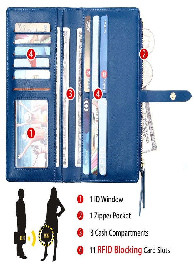 YOUBDM Slim Wallets for Women Credit Card Holder RFID Bifold Clutch Wallets Checkbook with Zipper Pocket - Image 3