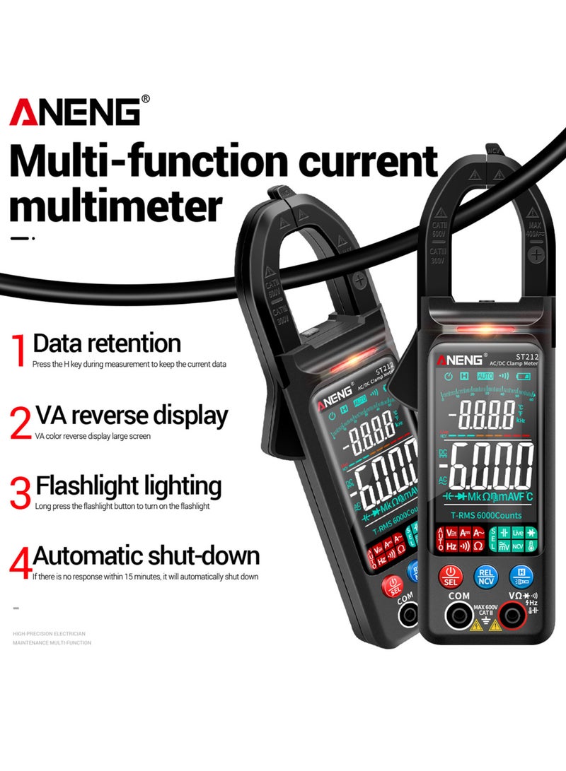 ANENG ST212 Clamp Meter Intelligent Digital Clamp Multimeter 6000 Counts Smart AC  DC Voltmeter 400A Ammeter VA Colored Display Auto Range Clamp Type Tester NCV Non-contact Voltage Measurer Resistanc - Image 5
