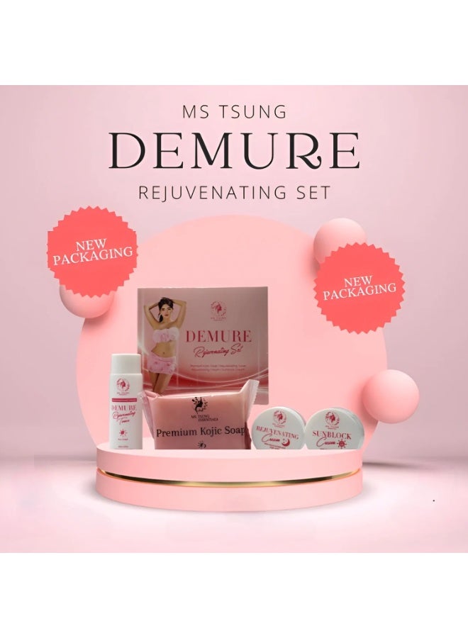 Ms Tsung Essentials Experience the DEMURE Rejuvenating Set – A Gentle Skincare Ritual with Premium Kojic Soap and Beauty Essentials formulated for a refreshed, radiant-looking appearance, offering a soothing self-care routine without harshness, redness, or downtime. - Image 5