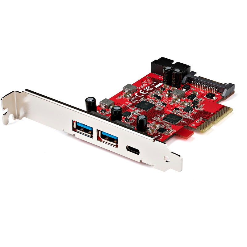 StarTech 5-Port USB PCIe Card - 10Gbps USB 3.1 Gen 2 PCIe Card w/ 1x USB-C & 2X USB-A - 1x 2 Port IDC (Internal 5Gbps USB Header Expansion) - USB C PCI Express Controller Card - Image 1