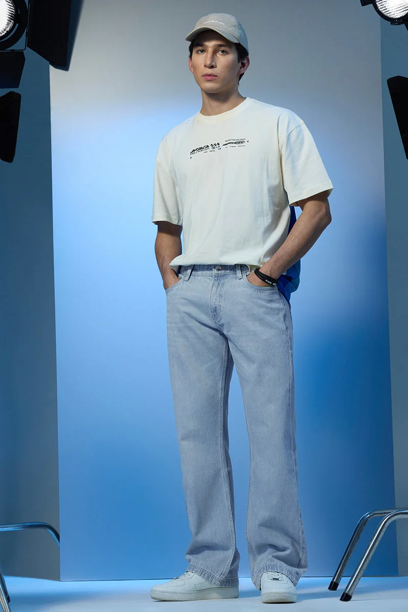 سنيتش جينز واسع الساق بغسلة نجوم