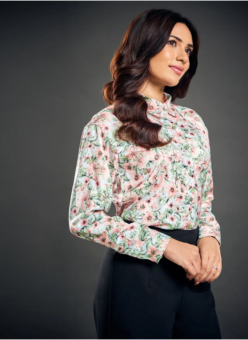 زجزاج Satin Printed Long Sleeve Shirt