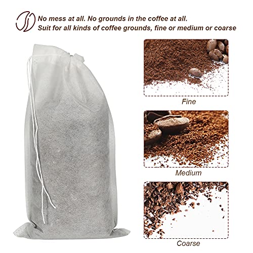 HRX Package 50pcs No Mess Cold Brew Bags, 6x10 inch Disposable Coffee Filter Bag Fine Mesh Brewing Drawstring Pouches for Iced Coffee Hot Tea Herb Spice - Image 4