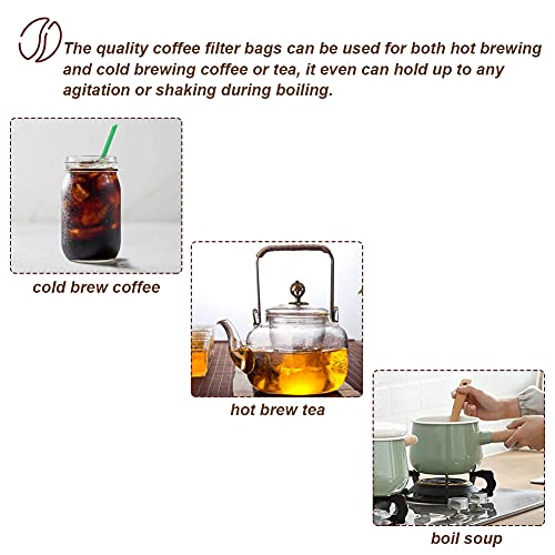 HRX Package 50pcs No Mess Cold Brew Bags, 6x10 inch Disposable Coffee Filter Bag Fine Mesh Brewing Drawstring Pouches for Iced Coffee Hot Tea Herb Spice - Image 5