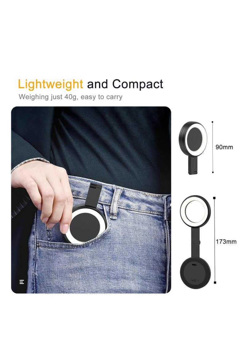 SYOSI - Magnetic Led Phone Ring Light, Portable Selfie Fill Light for iPhone with 6 Lighting Modes, LED Selfie Ring Light for Video Recording/Selfies/TikTok/Vlog Live Streaming, White - Image 1