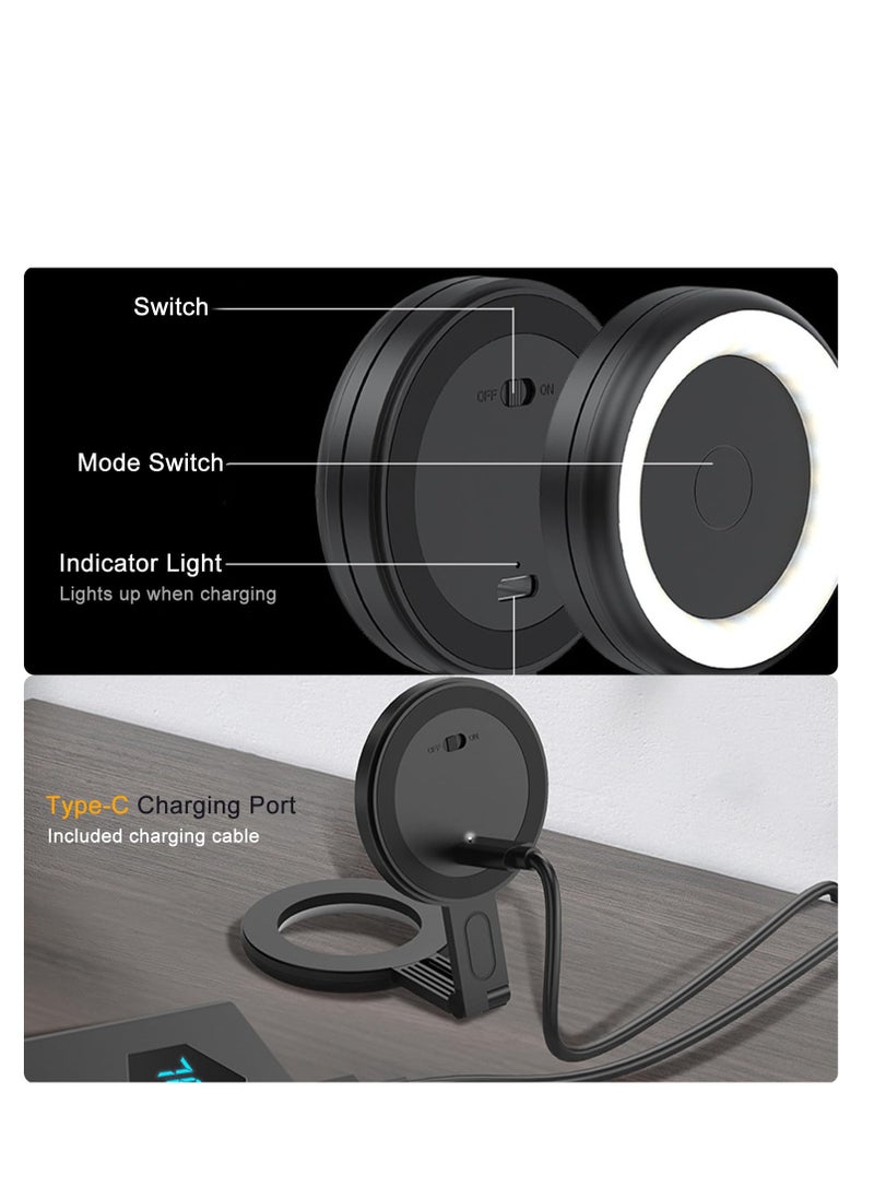 SYOSI - Magnetic Led Phone Ring Light, Portable Selfie Fill Light for iPhone with 6 Lighting Modes, LED Selfie Ring Light for Video Recording/Selfies/TikTok/Vlog Live Streaming, White - Image 1