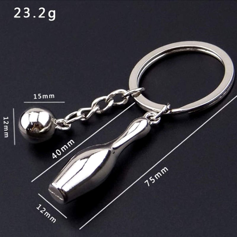COSTOYFUN Mini Cute Soccer Keychain Bowling Tennis Baseball Keychain for Men Women Boys Girls Gift, Bowling, One size - Image 5