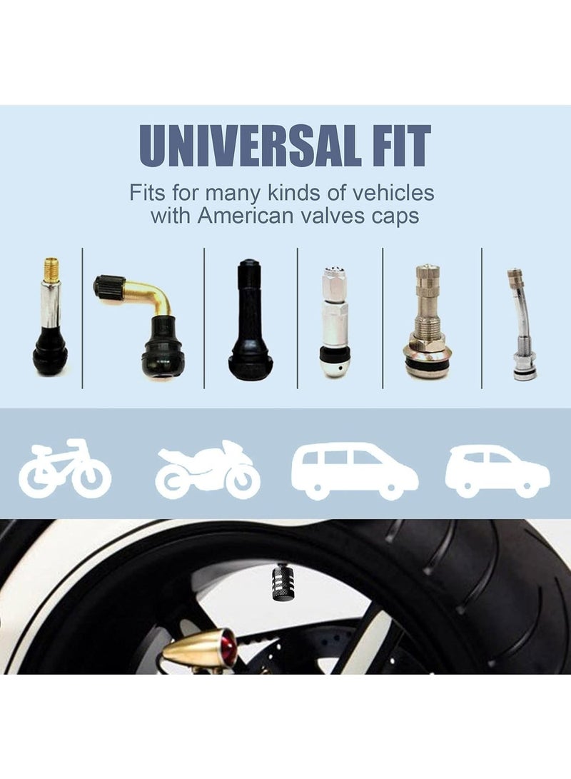 Tire Valve Stem Cap Cover - (5 Pack) Tire Air Cap Metal with Plastic Liner Corrosion Resistant Leak-Proof American Flag for Car Truck Motorcycle Bike Black - Image 5