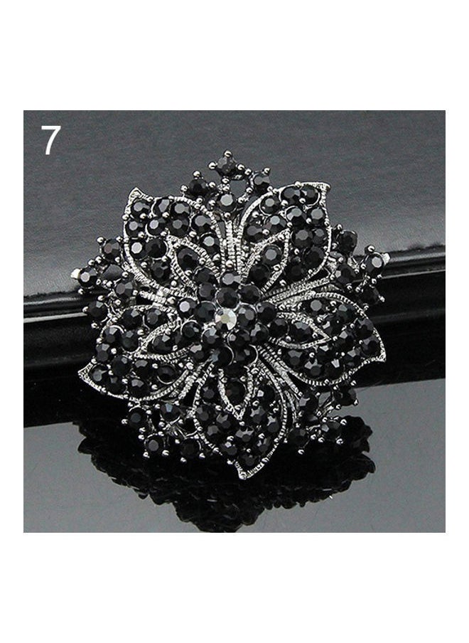 NIBEMINENT - Rhinestones Round Blossom Flower Crystal Brooches Pin - Image 1