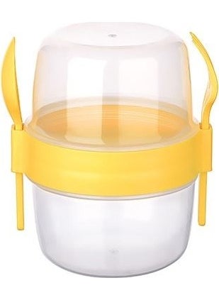 Rennway - Double Chamber - Portable Muesli with Fork and Spoon - Snack Container 500 ml - Image 1