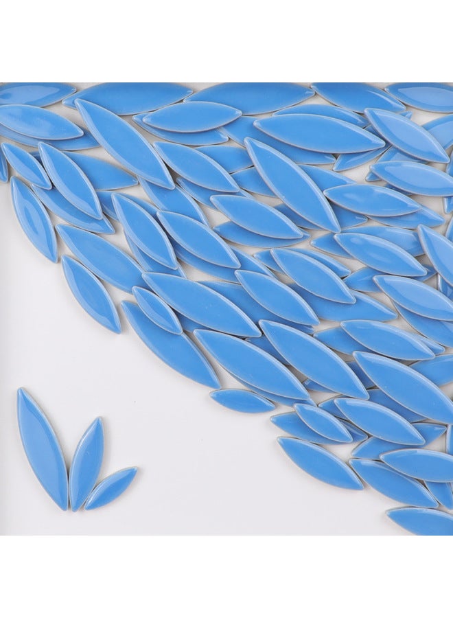 200g DIY Willow Leaf Petal Ceramic Mosaic Handmade Material Color Irregular Shaped Ceramic Chip Patch-Color:Sky Blue  - Image 1