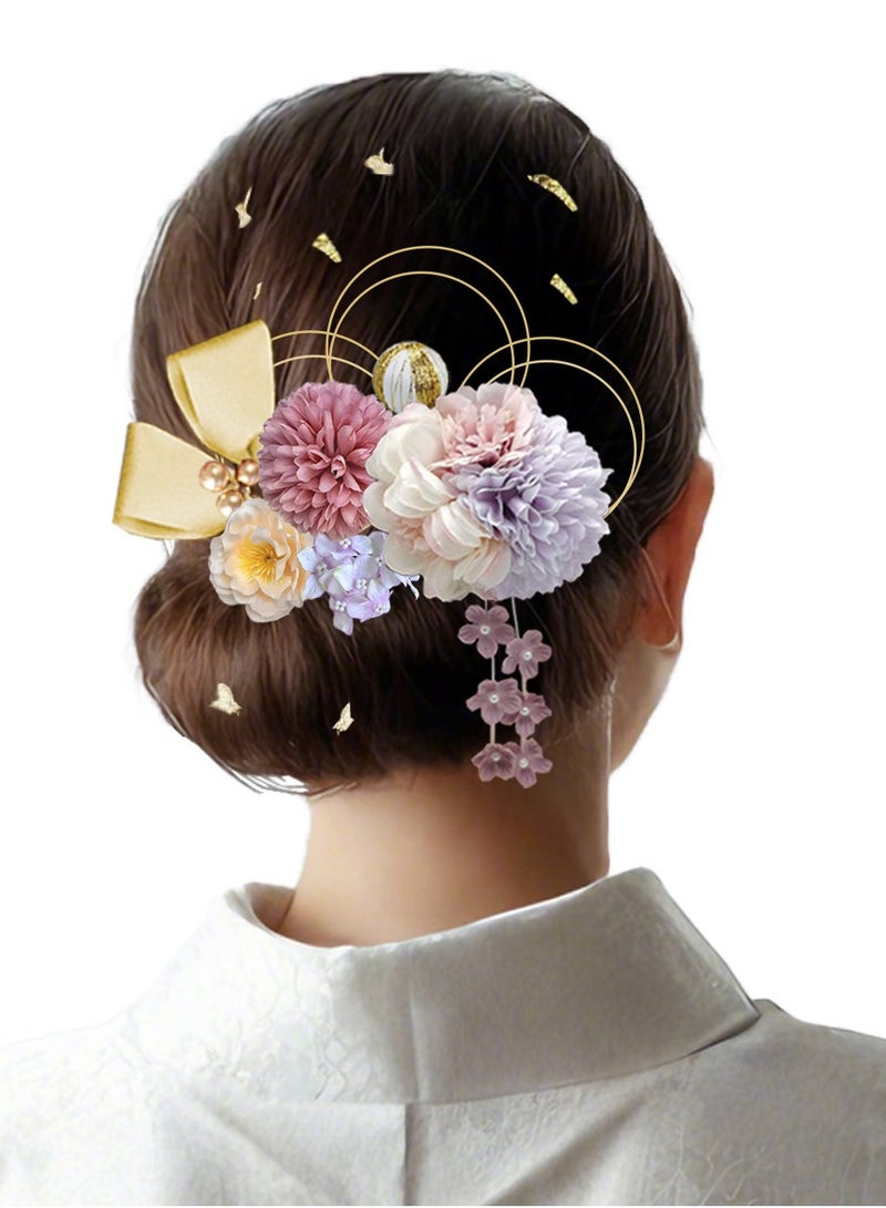 Nailuck Japanese  Style Coming of Age Ceremony, Flower Hair Clip, Nonslip Flower Claw Clips,Cute Wedding Bridesmaid Catch for Apparel Headwear Hairband - Image 1