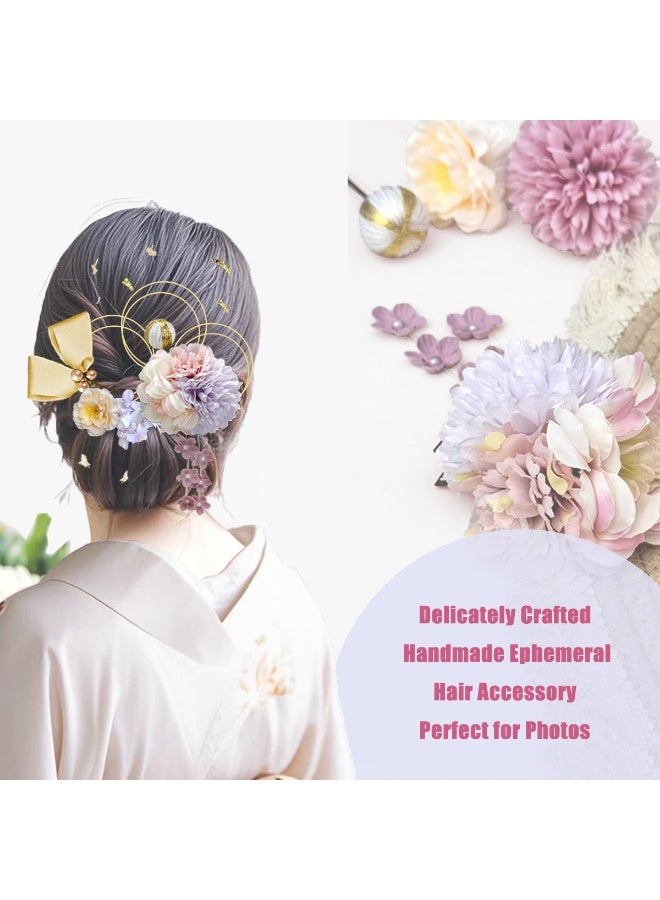 Nailuck Japanese  Style Coming of Age Ceremony, Flower Hair Clip, Nonslip Flower Claw Clips,Cute Wedding Bridesmaid Catch for Apparel Headwear Hairband - Image 2