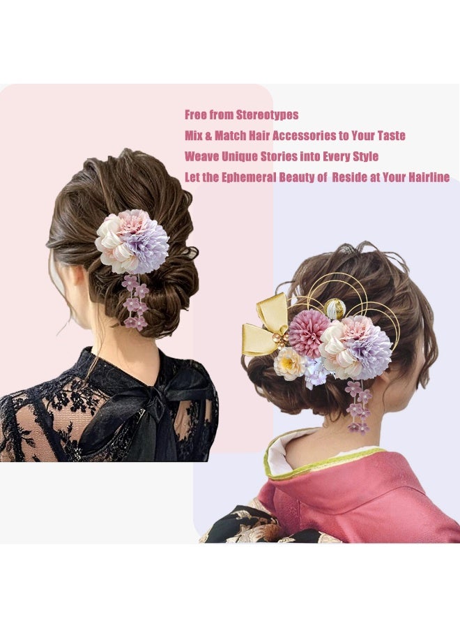Nailuck Japanese  Style Coming of Age Ceremony, Flower Hair Clip, Nonslip Flower Claw Clips,Cute Wedding Bridesmaid Catch for Apparel Headwear Hairband - Image 4