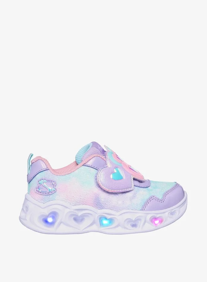 SKECHERS Girls' Light-Up Sports Shoes with Hook and Loop Closure - HEART LIGHTS