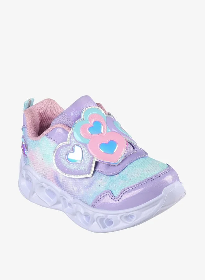 SKECHERS Girls' Light-Up Sports Shoes with Hook and Loop Closure - HEART LIGHTS