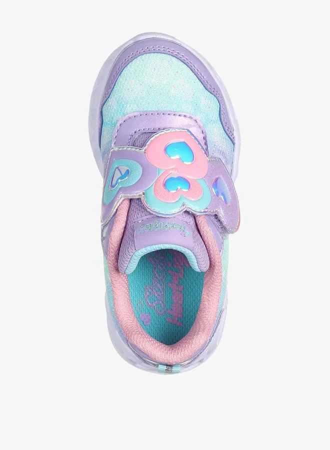 SKECHERS Girls' Light-Up Sports Shoes with Hook and Loop Closure - HEART LIGHTS
