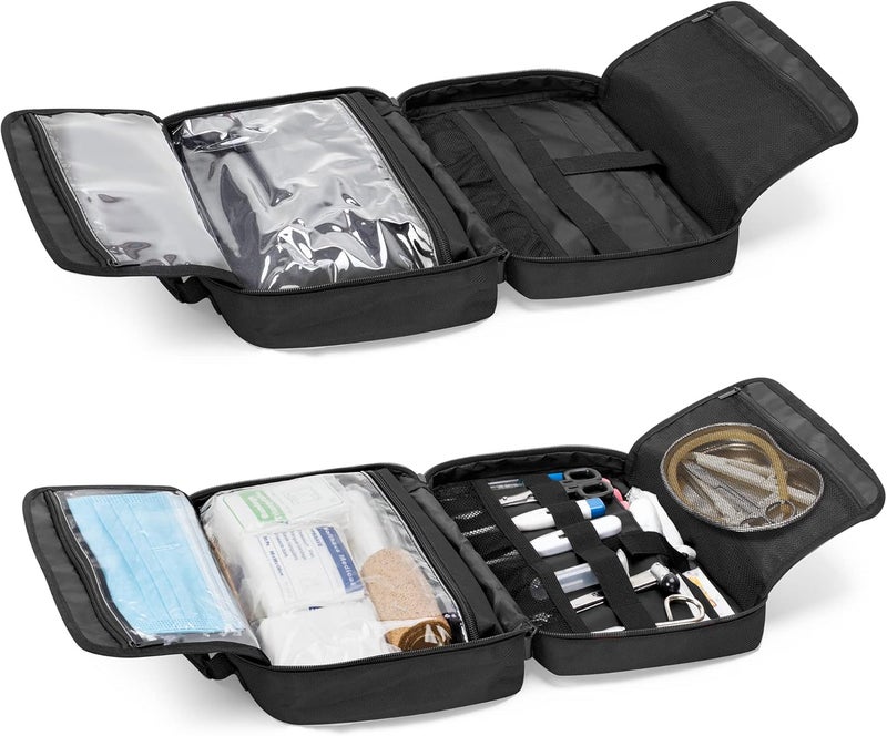 Trunab Portable First Aid Bag Empty Medical Supplies Bag with 2 Inner Flap Emergency Trauma Bag for Accessories Black - Image 3