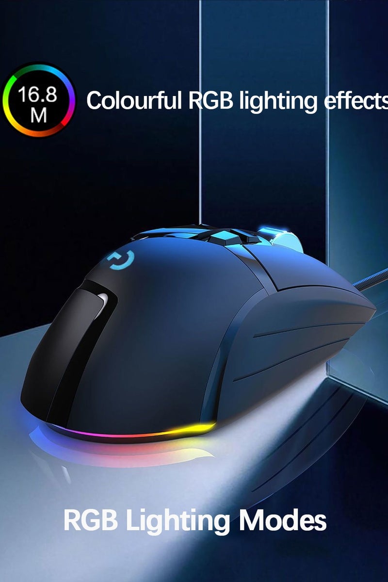 performance wired gaming mouse with  colors RGB  PC/Mac black - Image 1