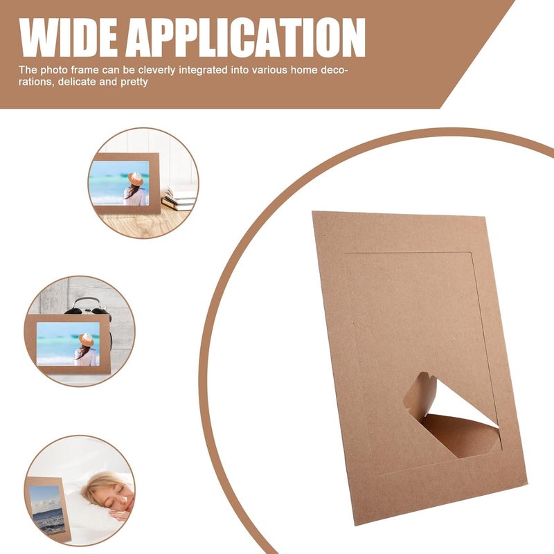DIY 10pcs Kraft Paper Photo Frames 6-inch Standing Picture Holders for Home Décor, Painting Display, Party Ornament, Household Desk and Wall Use - Image 3