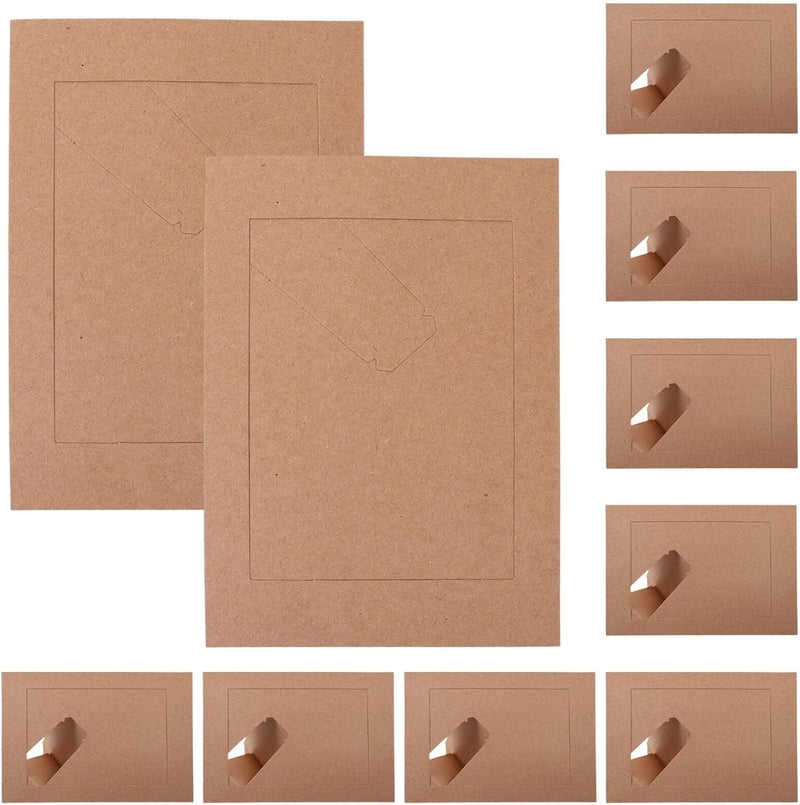 DIY 10pcs Kraft Paper Photo Frames 6-inch Standing Picture Holders for Home Décor, Painting Display, Party Ornament, Household Desk and Wall Use - Image 1