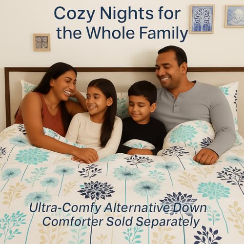 ARLinen King Size Floral Bedsheet with 2 Pillow Covers | Blue Flower Print Bed Sheet for King Bed | Ultra Soft, Breathable & Wrinkle Free Microfiber Bedding Set | Premium Luxury Bedsheet - Image 4