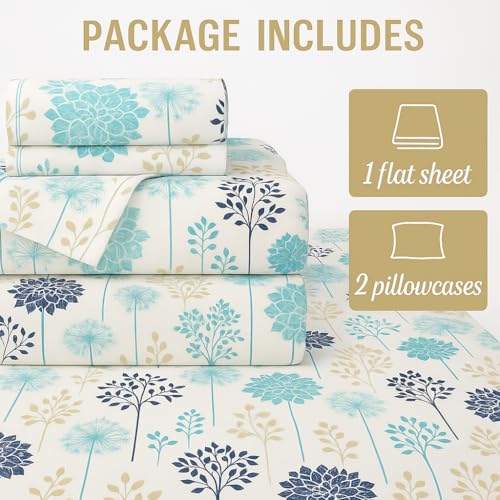 ARLinen King Size Floral Bedsheet with 2 Pillow Covers | Blue Flower Print Bed Sheet for King Bed | Ultra Soft, Breathable & Wrinkle Free Microfiber Bedding Set | Premium Luxury Bedsheet - Image 5