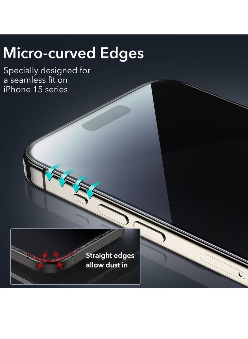 ESR - ESR 3 Pack for iPhone 15 Pro Max Privacy Screen Protector, Anti-spy Tempered-Glass Privacy Screen Protector, Micro-curved Edges, Case Friendly - Image 1