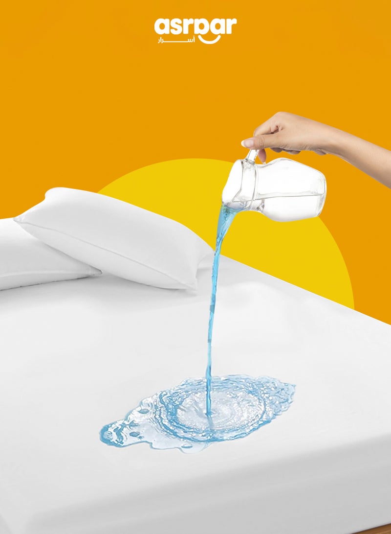 Asraar Water Proof Mattress Protector - Microfiber Extra Deep 30cm Fitted Sheet, Non-Noisy, Allergy-Free, Super Absorbent & Machine Washable Cover, Smooth Top Mattress Protector for Kids, Breathable Skin Friendly and Noiseless Fitted Sheet,  Size - 200 x 90 cm White  - Image 1