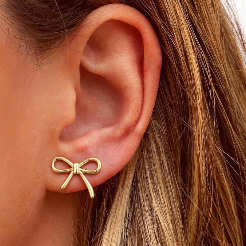 JIAOGE Bow Earrings for Women Trendy - Gold Stud Earrings for Women Jewelry Gold Hypoallergenic Bow Earrings for Girls Gifts for Girls Stuff Birthday Gifts for Women Mom Daughter Sister - Image 5