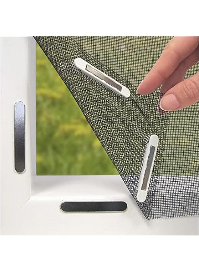 Hoberg Window flyscreen with Innovative Magnetic Fastening | Can be Individually Cut to Size up to 150x130 cm, no Drilling or screwing |16 Magnetic Clips - Image 1