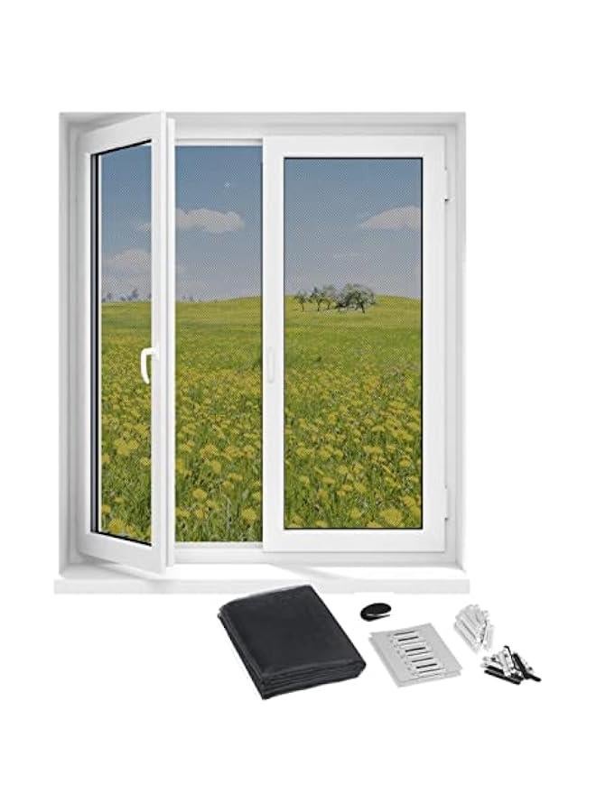 Hoberg Window flyscreen with Innovative Magnetic Fastening | Can be Individually Cut to Size up to 150x130 cm, no Drilling or screwing |16 Magnetic Clips - Image 2