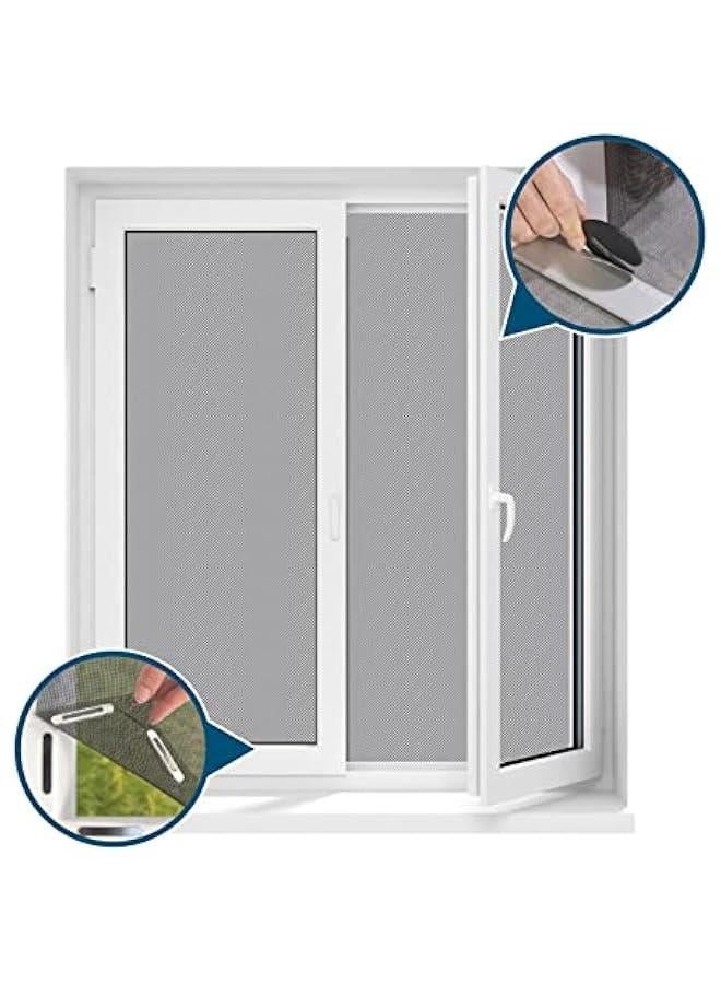 Hoberg Window flyscreen with Innovative Magnetic Fastening | Can be Individually Cut to Size up to 150x130 cm, no Drilling or screwing |16 Magnetic Clips - Image 3